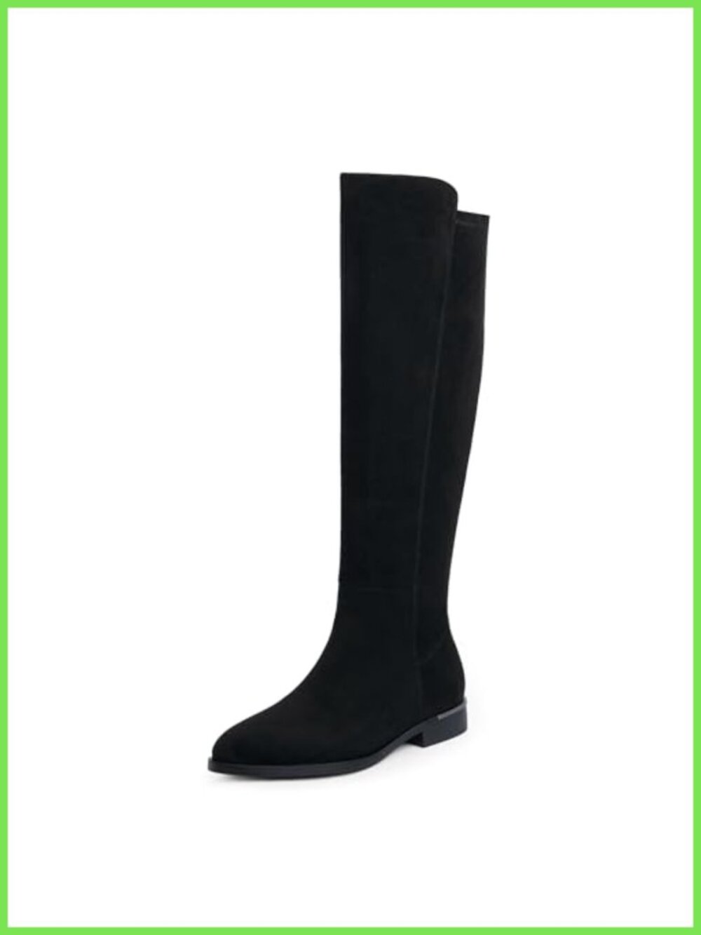 Faux Suede Knee High Boots Round Toe Flat Side Zipper Riding Boot